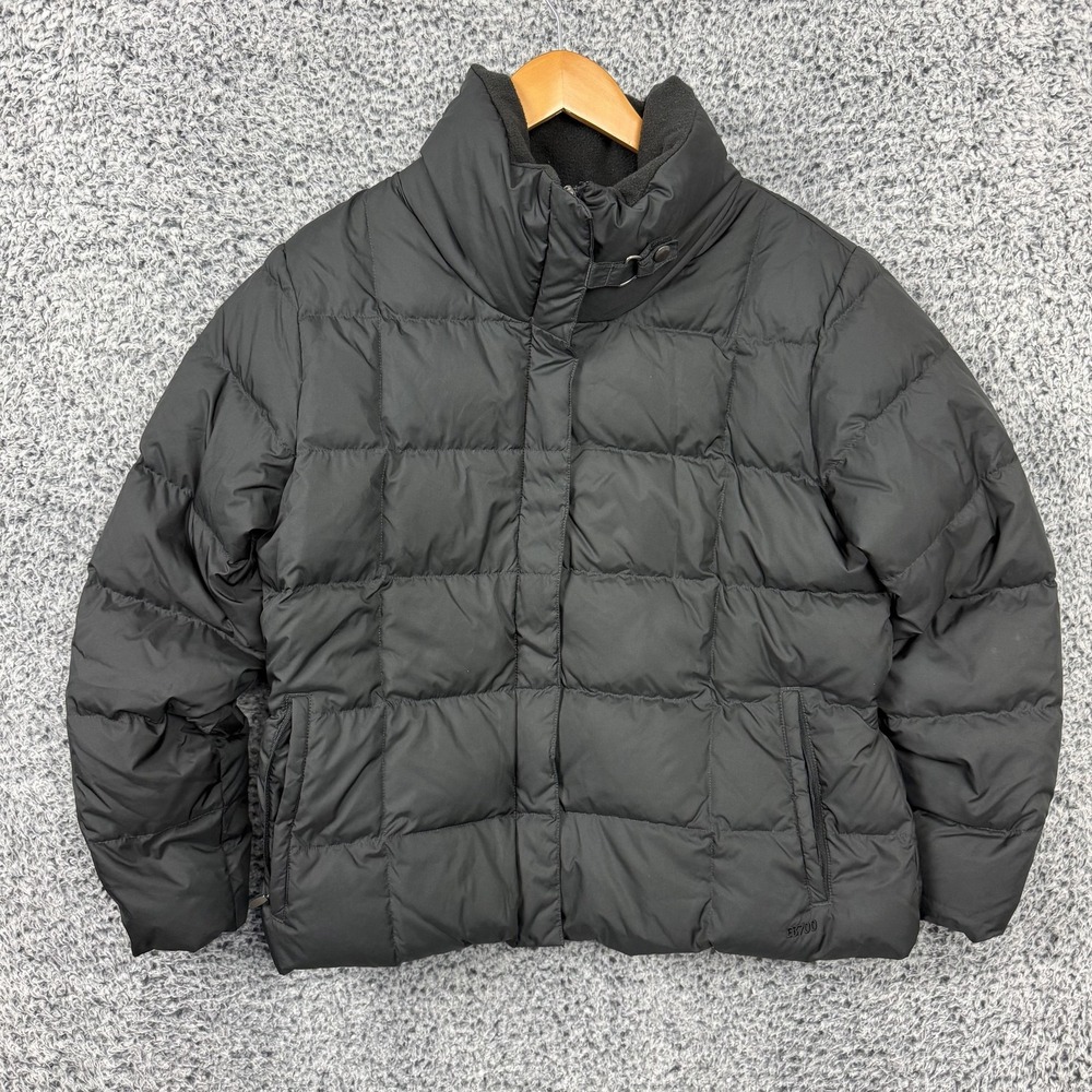 Eddie Bauer Jacket Womens Petite XL Black Down Puffer EB 700 Fill Coat Winter